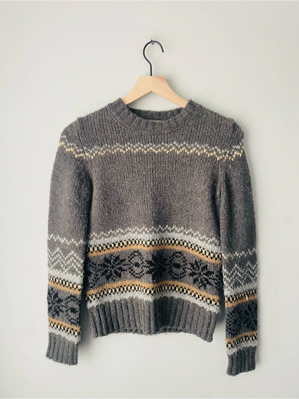 J. Crew Cozy Fair Isle Crewneck Sweater - Gray